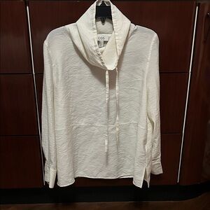 COS Cream Drawstring Collar Textured Blouse